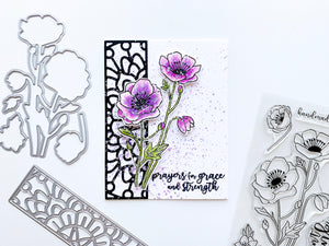 card with purple flowers and sentiment
