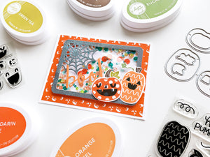 pumpkin shaker card with mystic sequins