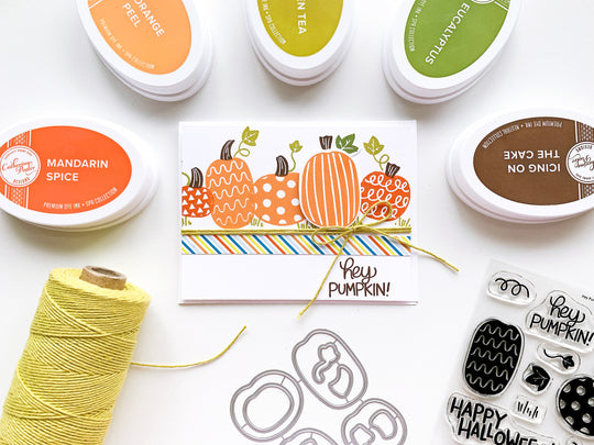 Hey pumpkin sentiment with pumpkins and twine