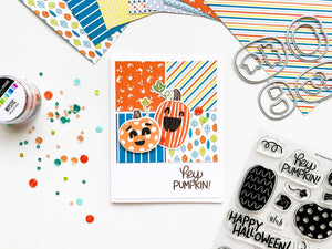 Hey pumpkin card with Jack-o-Lanterns