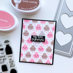 Pink and Brown dumplings stamped to create patterned paper