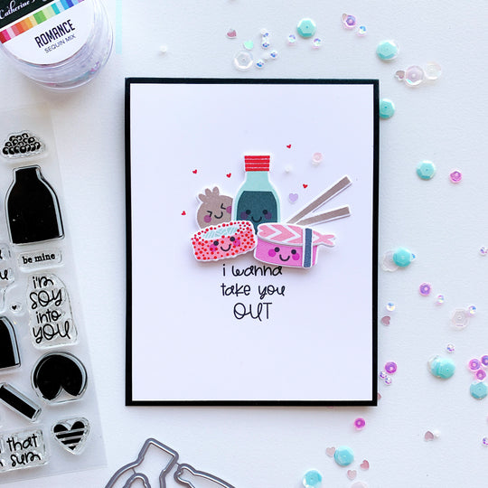 Sushi cutout pieces on white background