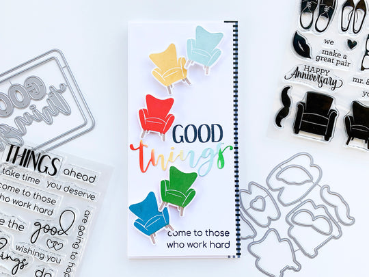 good things slimline card with chairs