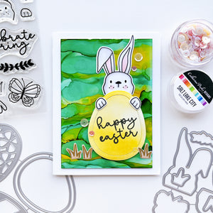 Happy Easter card made with Hops and Peeps stamps and dies