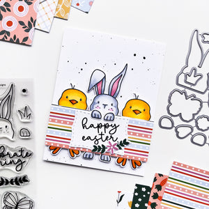Happy Easter card with hops and peeps stamps