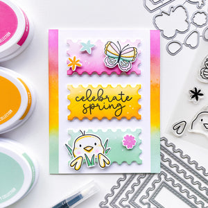 Celebrate spring card with hops and peeps stamps