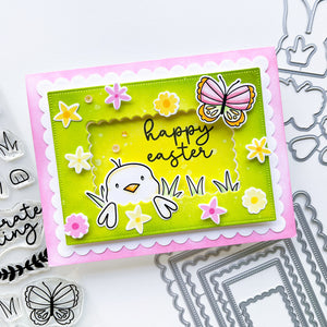 happy easter card with hops and peeps stamps