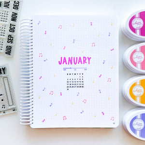 January Canvo spread with calendar with music notes