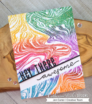 hey there card with marble swirl background