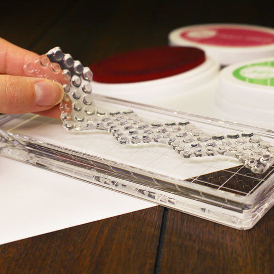Acrylic Grid Stamping Block 2-1/2 x 6-1/8" with chevron border stamp