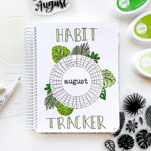 August Habit tracker with leave me in paradise stamps Canvo page