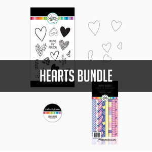 Hearts Bundle with stamp set, dies, sequins, and patterned paper
