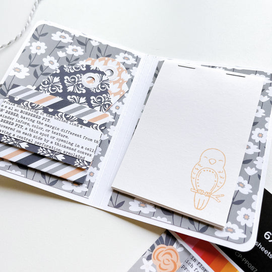 Notepad folder using Lovebirds stamp set, Twilight Reading patterned paper and Apricot ink pad.