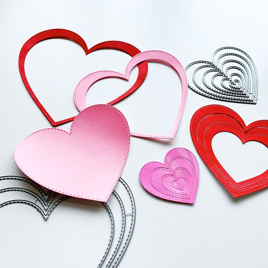 Nested Stitched Hearts Dies Samples