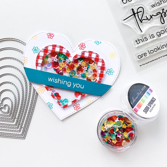 Nested hearts shaker card with sentiment