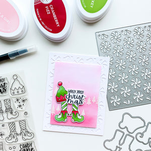 holly jolly christmas card with nice list stamp