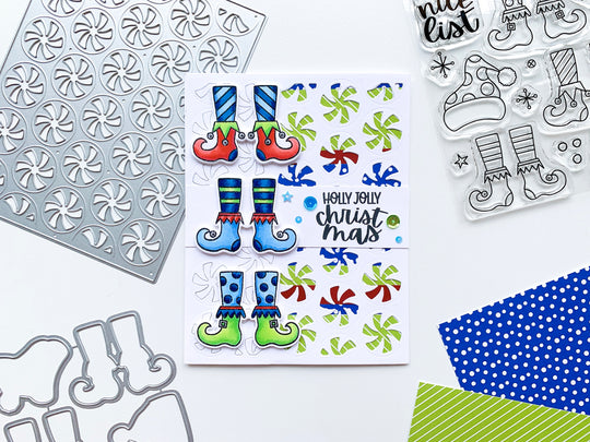 nice list christmas card with peppermint twist cover plate die