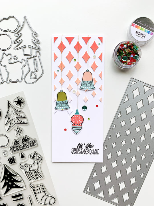 marquise slimline card with tis the season sentiment