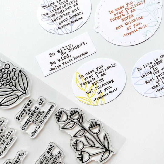 Notable & Quotable Sentiments stamp set and Ex Libris dies