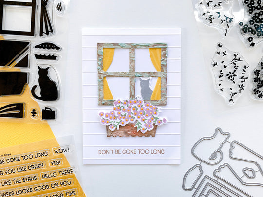 Card with on the window sill die and sentiment