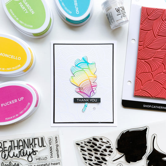 Rainbow patterned leaf card