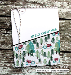 Merry christmas card with patterns & pine paper