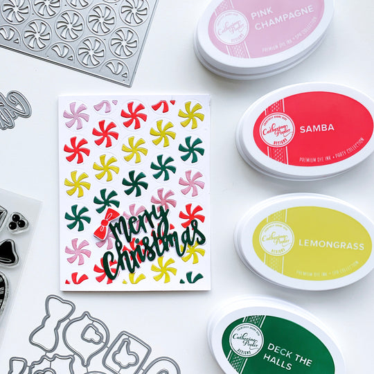 Merry christmas card with peppermint twist background