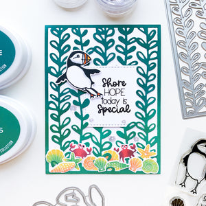 Card with sentiment and puffin party stamps
