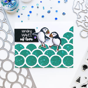 card with sentiment and puffin party stamps 