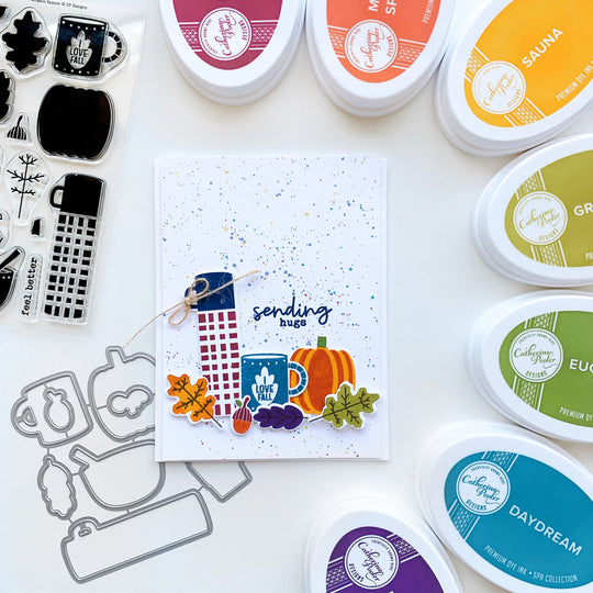 sending hugs card next to coordinating ink pad