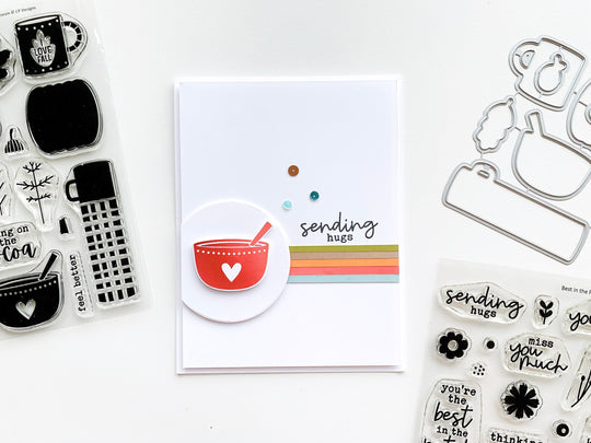 sending hugs card with pumpkin season stamp