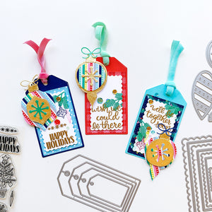 three tags made with Decked Out Holiday Patterned Paper