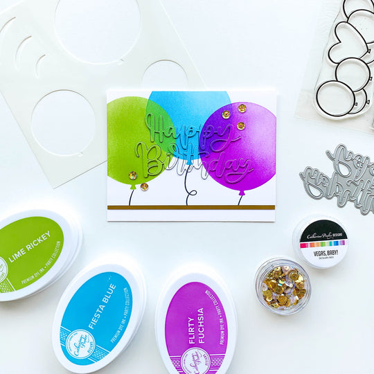 happy birthday card with round balloons