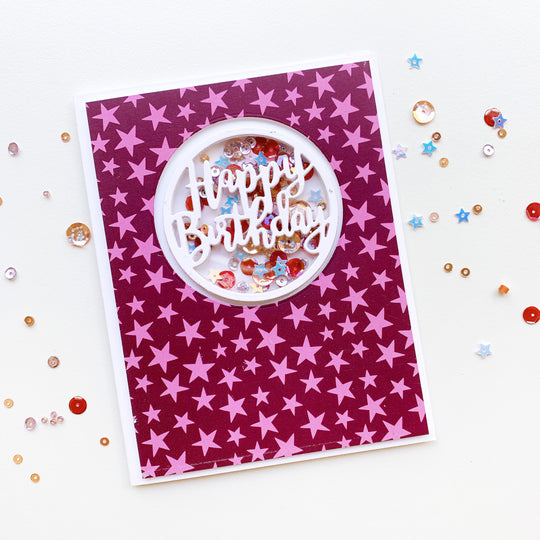 Round of Happy Birthday Shaker with Star Patterned Paper