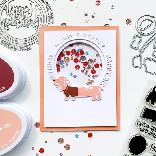 Clay Mask Doxie with Happy Birthday Shaker
