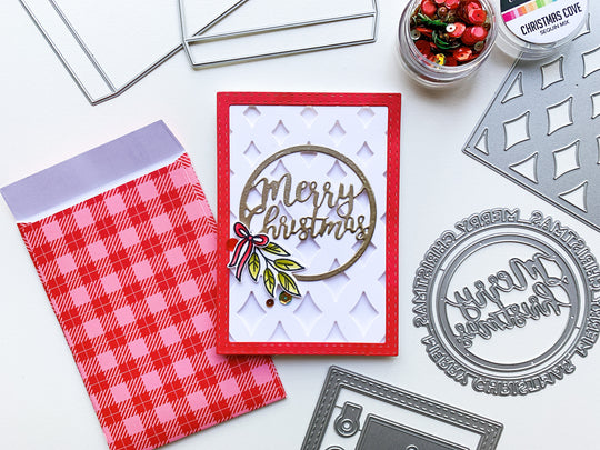 merry christmas card with envelope