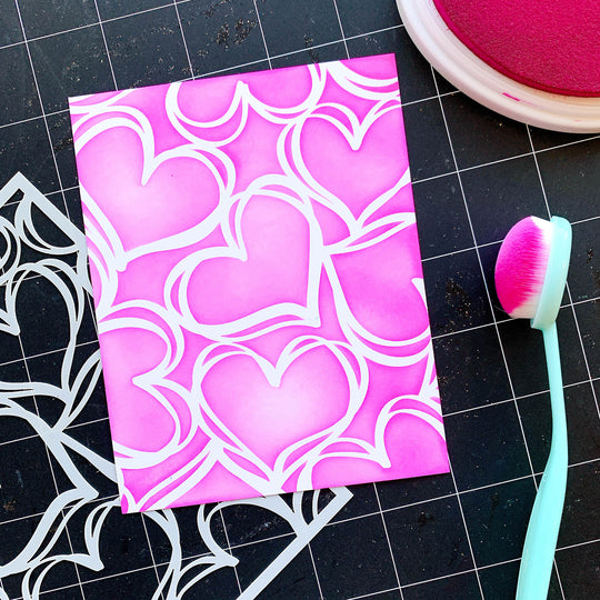 Pink blended Scribbled Hearts Background