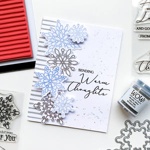 sending warm thoughts card with scrolling snowflakes