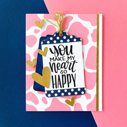 Heart So Happy over pink Moo-velous Background