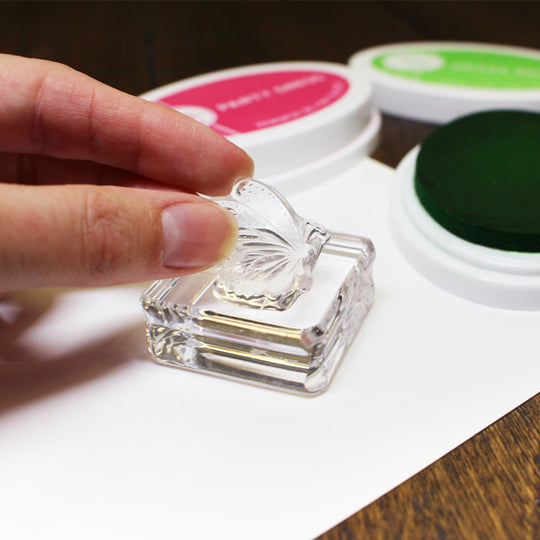 Acrylic Grid Stamping Block with butterfly stamp