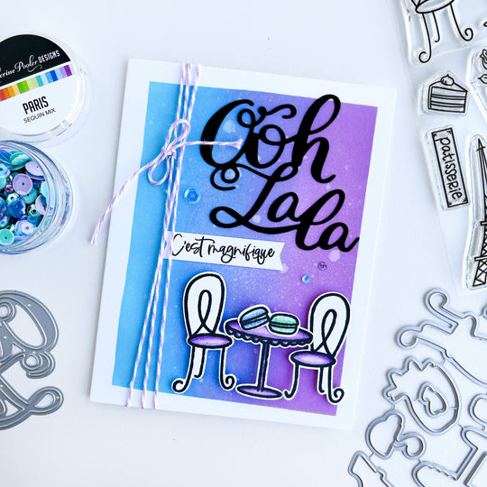 Ooh La La card with paris sequins