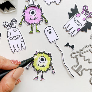 Sample coloring monsters from squad ghouls stamps