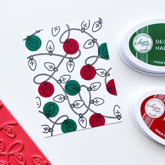 string lights sample with deck the halls and cranberry fizz ink