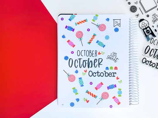 October page in Canvo journal with candies