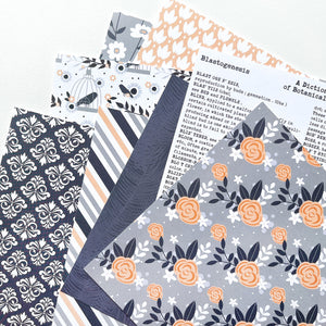 Patterns included in Twilight Reading 6x6 patterned paper pack. 
