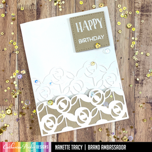 happy birthday card with wall flower cover plate