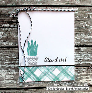 aloe there card with sketch plaid stamp