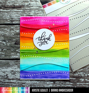 thank you card with rainbow ink blended background