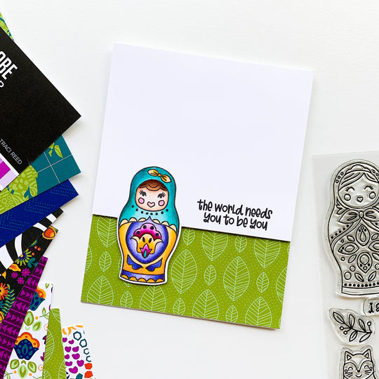 card with sentiment and we fit stamp