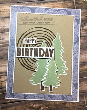 happy birthday card with wood slice